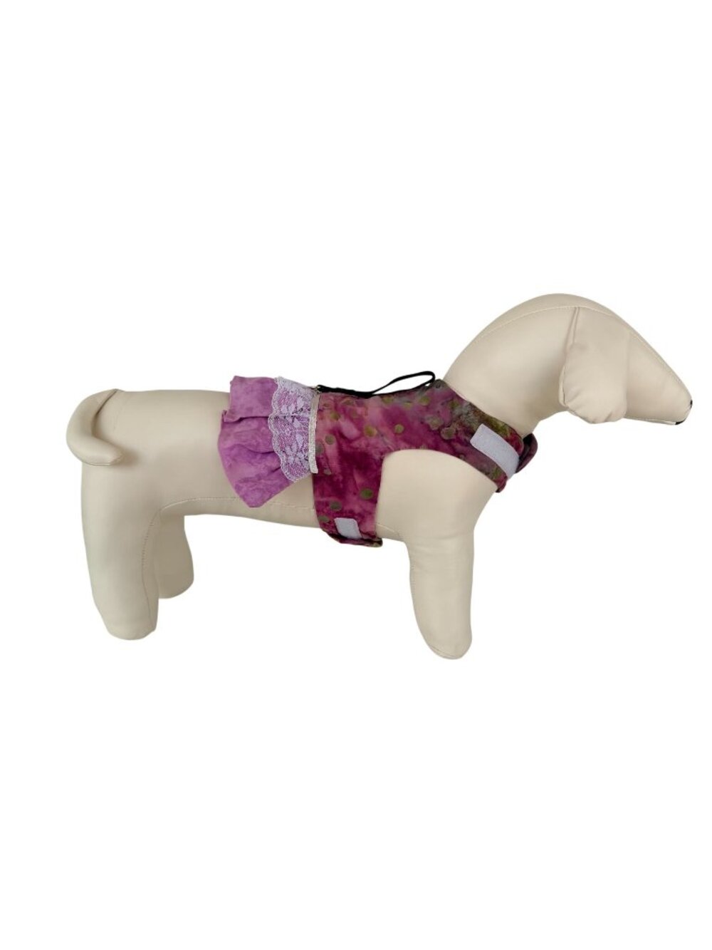 Handmade Small Breed Dog Adjustable Dress w Harness Fancy Pink Ruffled Skirt